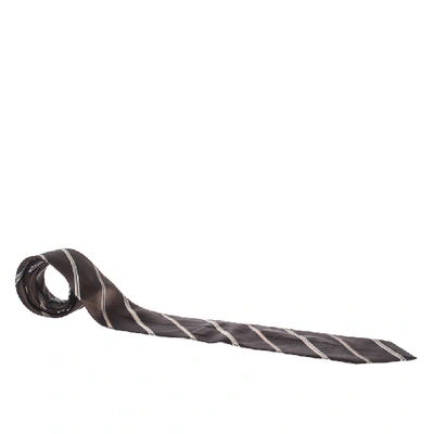 Pre-owned Ermenegildo Zegna Brown Diagonal Striped Traditional Silk Tie