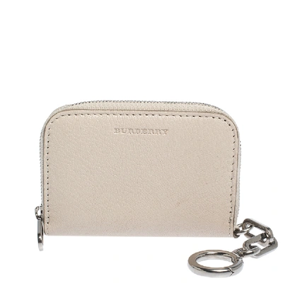 Pre-owned Burberry Beige Leather Zip Around Wallet