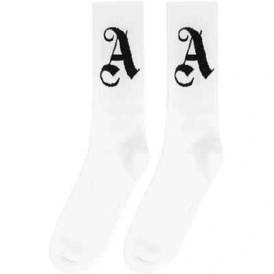 Shop Palm Angels White Monogram Socks In White/black