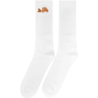 Shop Palm Angels White Bear Socks