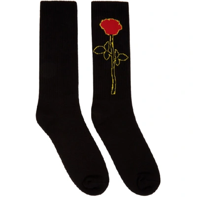 Shop Palm Angels Black Rose Socks