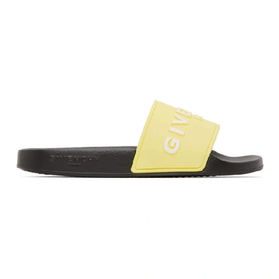 Shop Givenchy Yellow Logo Slides In 740 Yellow
