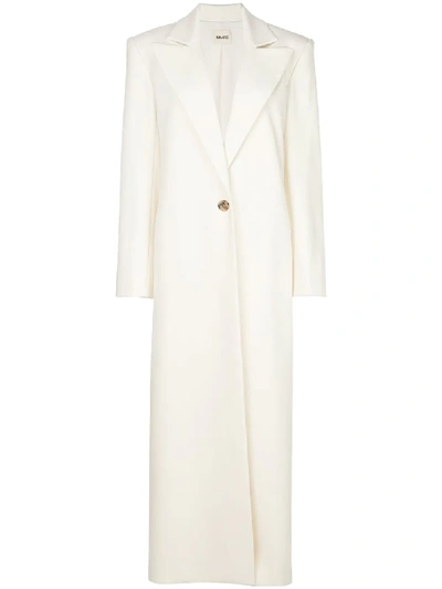 Shop Khaite Structured Shoulders Long Coat In White