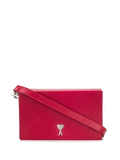 Shop Ami Alexandre Mattiussi Logo Plaque Box Messenger Bag In Red