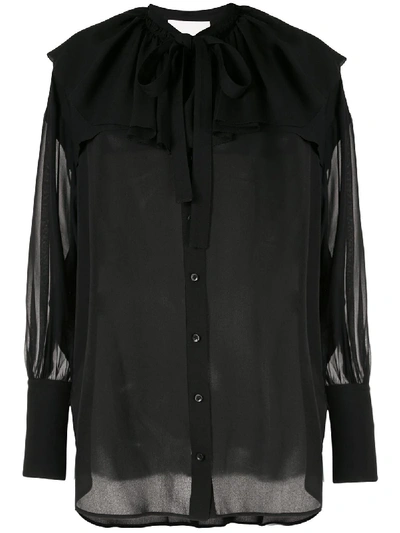 Shop 3.1 Phillip Lim Ls Silk Shirt W Ruffle Collar In Black