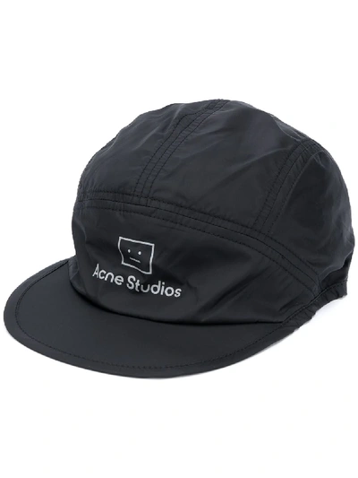 Shop Acne Studios Reflective Logo Cap In Black