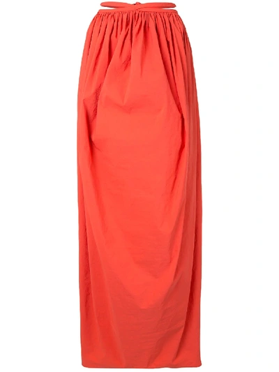 Shop Christopher Esber Gathered Maxi Skirt In Orange