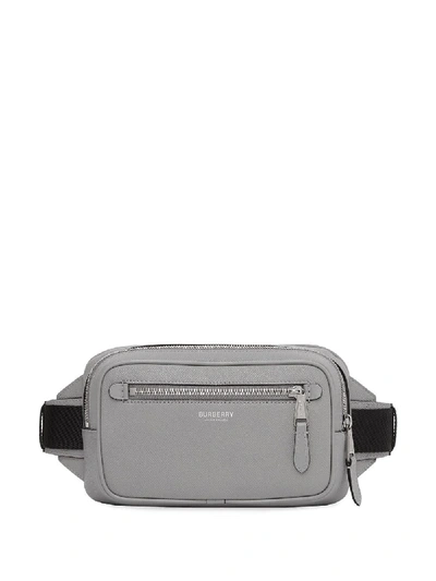 Shop Burberry Embossed Logo Belt Bag In Grey