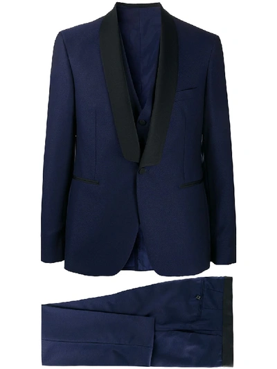 Tagliatore Three-piece Dinner Suit In Blue