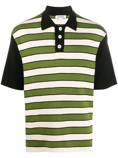 Shop Sunnei Striped Polo Shirt In Neutrals