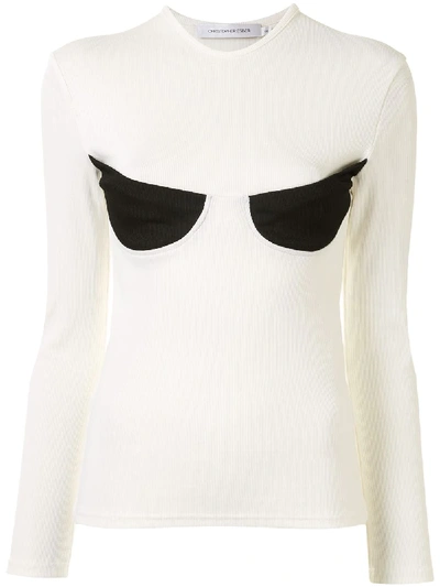 Shop Christopher Esber In Built Bra Long-sleeve Top In White