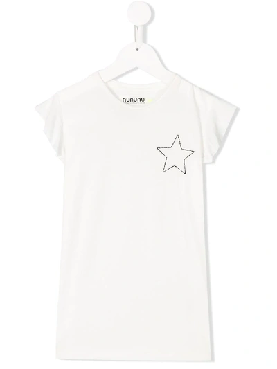 STAR-EMBROIDERY RUFFLED T-SHIRT