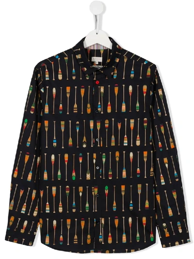 Paul Smith Junior Graphic Print Shirt In Blue