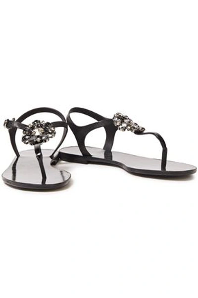 Shop Dolce & Gabbana Crystal-embellished Rubber Sandals In Black