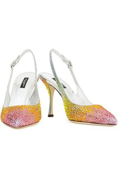 Shop Dolce & Gabbana Dégradé Crystal-embellished Satin Slingback Pumps In Multicolor