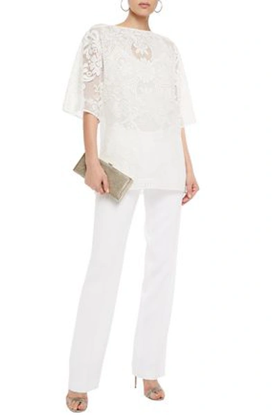 Shop Dolce & Gabbana Crocheted Cotton-blend Lace Top In White