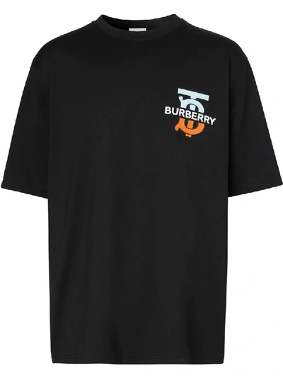 Shop Burberry Oversized Monogram Motif T-shirt In Black