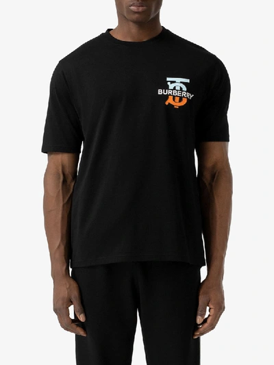 Shop Burberry Oversized Monogram Motif T-shirt In Black