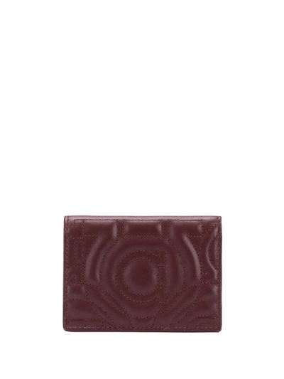 Shop Ferragamo Gancini Quilted Bi-fold Wallet In Red