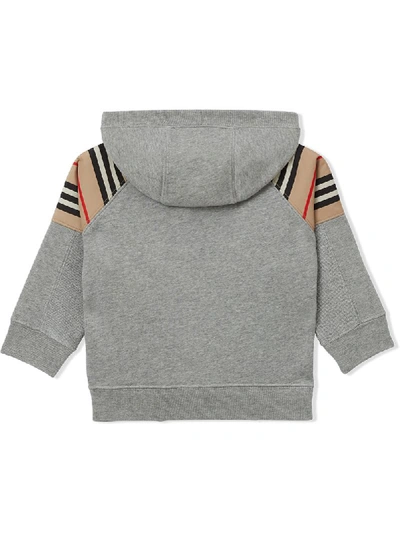 Shop Burberry Icon Stripe Panel-detail Hoodie In Grey