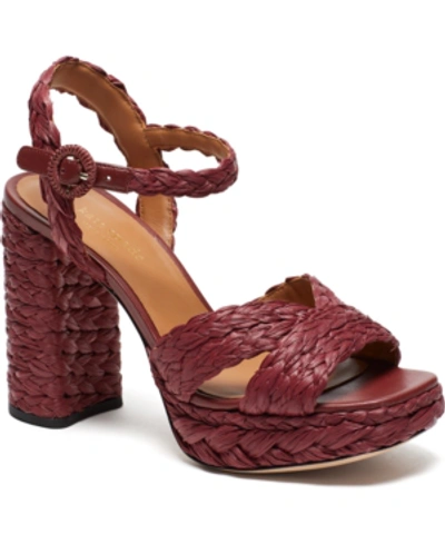 Shop Kate Spade Disco Raffia Dress Sandals In Pinot Noir