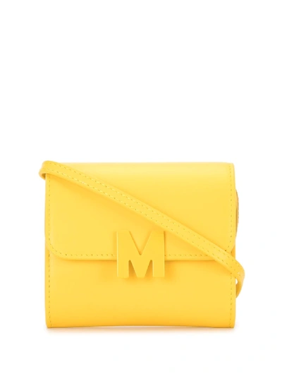 Shop Msgm Logo Appliqué Crossbody Bag In Yellow