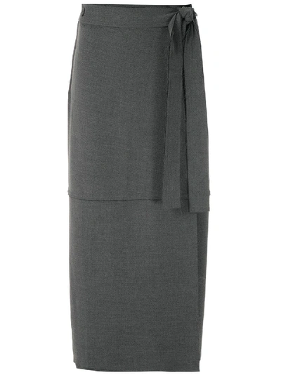 Shop Le Soleil D'ete Giusepina Midi Skirt In Grey