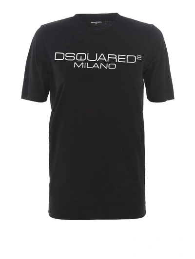 Shop Dsquared2 Logo Lettering Printed Jersey T-shirt In Black