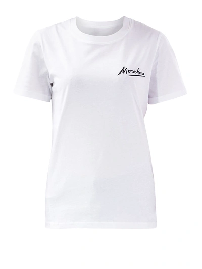 Shop Moschino Logo Signature T-shirt In White