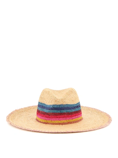 Shop Paul Smith Straw Hat With Multicolour Stripes