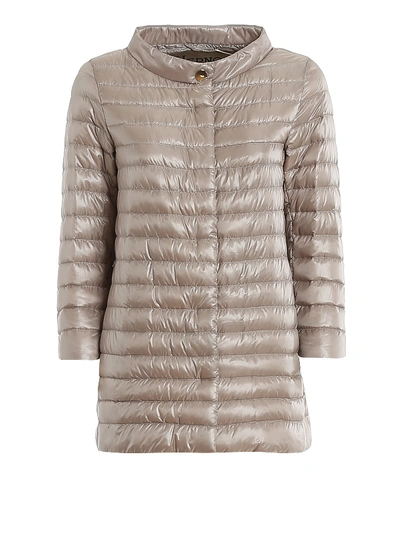 Shop Herno Rossella Quilted Padded Coat In Taupe