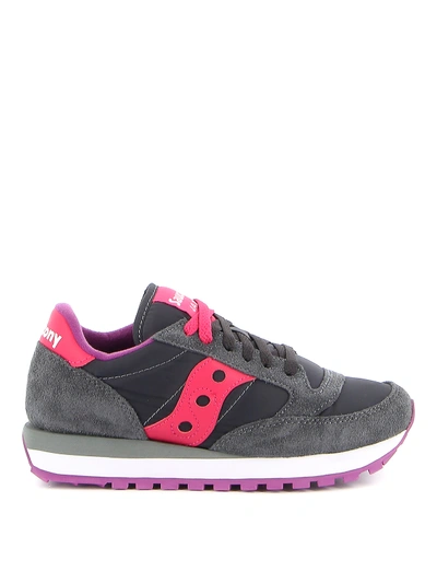 Shop Saucony Jazz Original Grey And Pink Trainers In Dark Grey