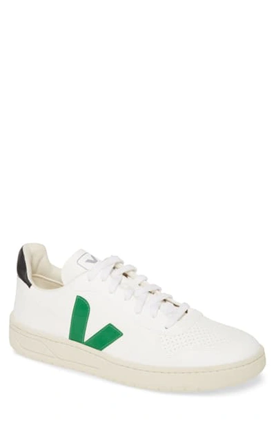 Shop Veja V-10 Sneaker In White/ Black Vegan Leather