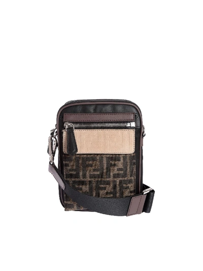 Shop Fendi Medium Messenger Bag In Black With Brown Ff