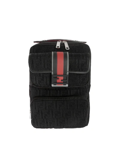 Shop Fendi Large Backpack In Black With Baguette Pocket