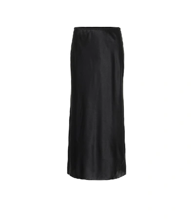 Shop Dorothee Schumacher Sense Of Shine Satin Midi Skirt In Black