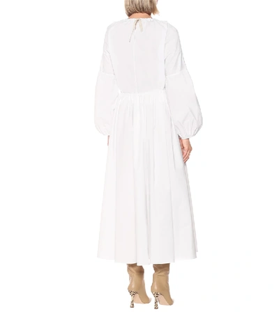 Shop Jil Sander Pleated Cotton-poplin Midi Skirt In White