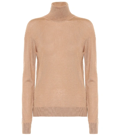 Shop Jil Sander Cashmere-blend Turtleneck Sweater In Beige