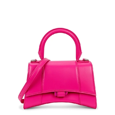 Shop Balenciaga Hourglass Xs Fuchsia Leather Top Handle Bag