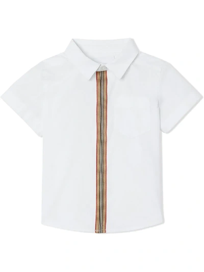Shop Burberry Stripe Trim Shirt In White