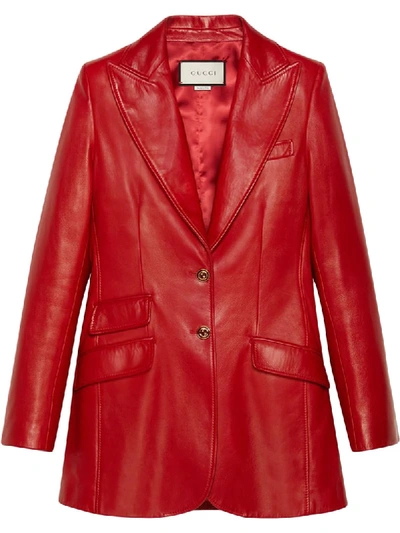 Shop Gucci Lambskin Tailored Blazer In Red