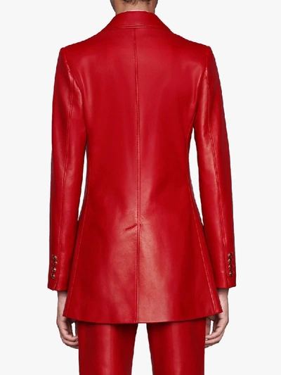 Shop Gucci Lambskin Tailored Blazer In Red