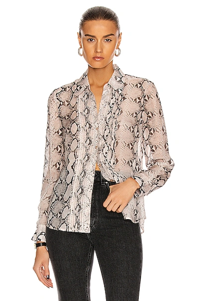 Shop L Agence Swinton Pintuck Blouse In Mineral Paloma