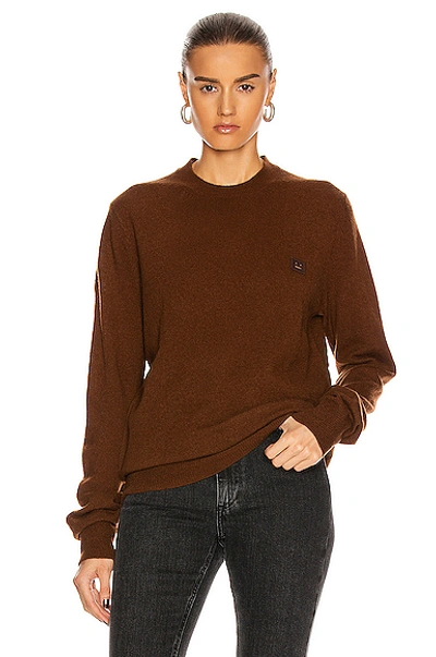 Shop Acne Studios Kalon Face Sweater In Dark Brown