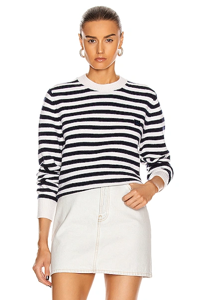 Shop Acne Studios Kalon Stripe Face Sweater In Navy & White