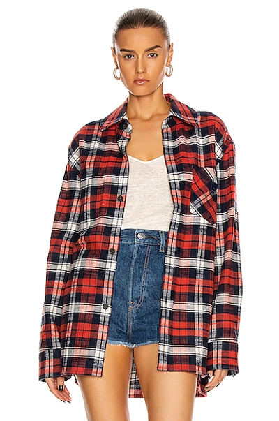 Shop Acne Studios Salak Flannel Face Shirt In Red & Navy