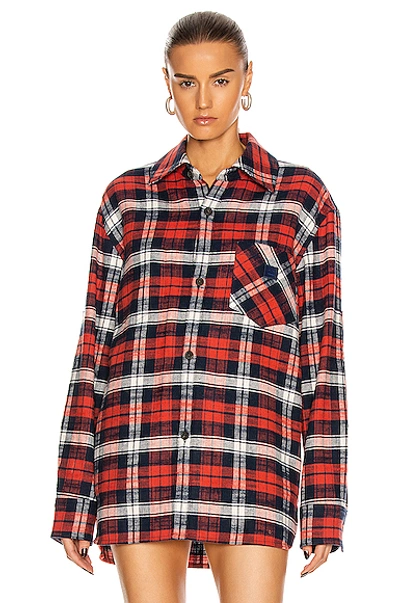 Shop Acne Studios Salak Flannel Face Shirt In Red & Navy