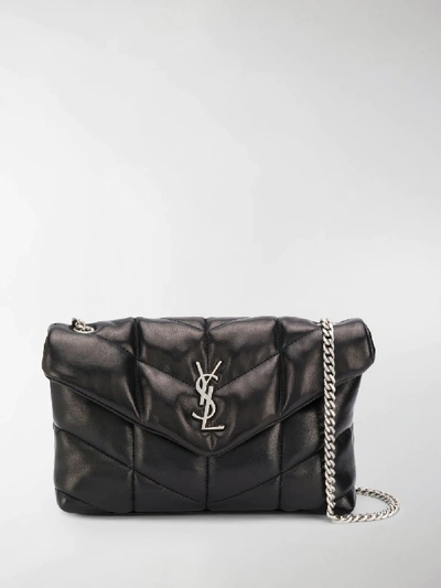 Shop Saint Laurent Loulou Puffer Shoulder Bag In Black