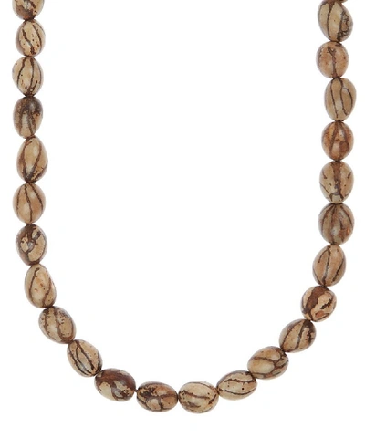 Shop Eskandar Carnabura Seed Single Strand Necklace In Grey