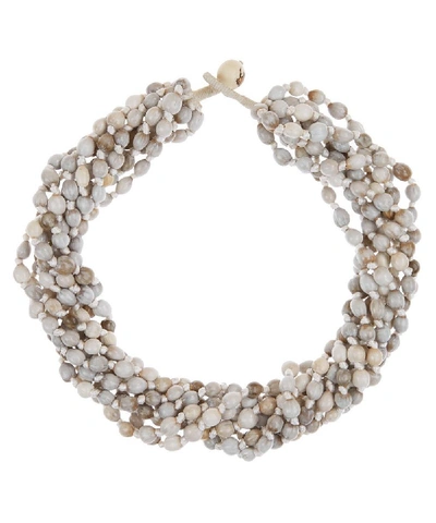 Shop Eskandar Polished White Acai Necklace In Cream